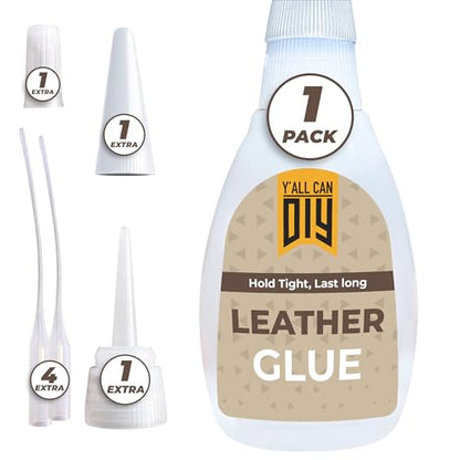 Y'allCanDiy Super Glue for Leather - Cyanoacrylate Glue for Leather Repair, Upholstery, Furniture, Purses & Leathercraft – Strong, Waterproof Bond - size: 1 Pack