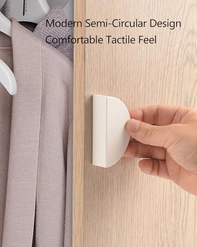 4 Pack Modern Warm White Closet Door Pulls Half Moon Kitchen Cabinet Handles Drawers Handles 2.5 Inch Hole Center Half Circle Finger Pulls - color: White, size: 2.5 Inch