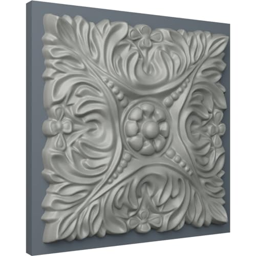 Ekena Millwork ROS07X07AC Acanthus Leaf with Beads Square Rosette, 6 1/8"W x 6 1/8"H x 3/4"P, Primed