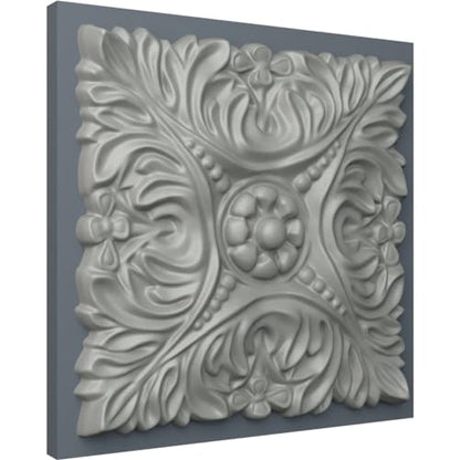 Ekena Millwork ROS07X07AC Acanthus Leaf with Beads Square Rosette, 6 1/8"W x 6 1/8"H x 3/4"P, Primed