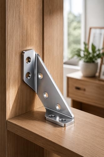 10 Pack Heavy Duty Stainless Steel L Brackets, Thickened Triangle Corner Braces Universal Furniture Support Connectors for Shelves Bed Frame Table Chair