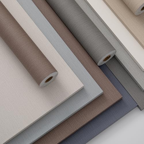 Haimin Fabric Wallpaper 24" x 393" Peel and Stick Textured Contact Paper - color: Brown