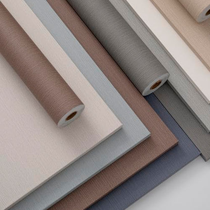 Haimin Fabric Wallpaper 24" x 393" Peel and Stick Textured Contact Paper - color: Brown