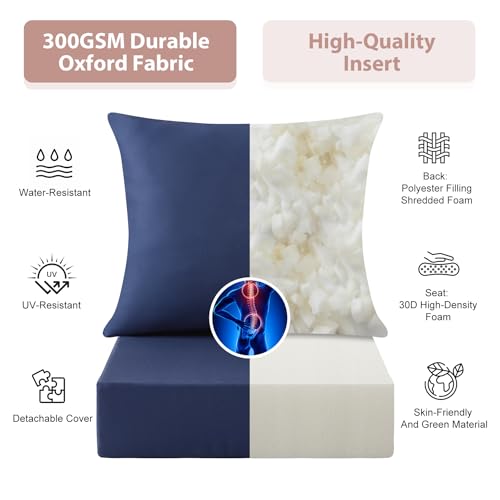 Outdoor Deep Seat Cushion Set, 24x24 Inch, Navy Blue, Set of 1 - color: Navy Blue