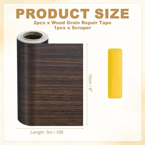 HARFINGTON Wood Grain Repair Tape 6" x16ft Self-Adhesive Repair Patch - color: Black Walnut, size: 6" x 16ft