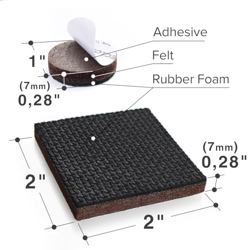 Non Slip Furniture Pads X-PROTECTOR 48 PCS - 32 pcs 1” Round + 16 pcs 2" - size: 1 & 2 inch 48 Mixed