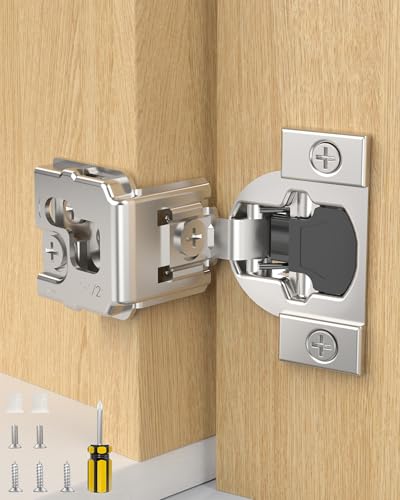 Onemake 20 Pack 1-1/2" Overlay Face Frame Soft Close Cabinet Hinges, 105° Concealed Hinge, Smooth Slow Self Closing, 3D Adjustable, Hidden Hardware Replacement for Kitchen, Wardrobe, Cupboard Door - size: 1-1/2"