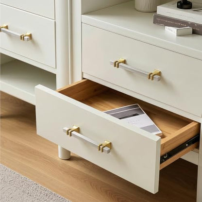Goldenwarm Brushed Nickel and Gold Cabinet Pulls 3" Nickel and Brass Pulls - color: Brushed Nickel & Matte Gold, size: 3 Inch Hole Centers