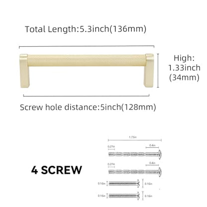10 Pack 5Inch Kitchen Cabinet Handles Brushed Gold Knurled Cabinet Pulls Gold Drawer Pulls Kitchen Hardware - color: Brushed Gold, size: 5'' Hole Center(128mm)