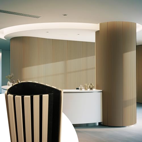 Art3d Roll-Flat Acoustic Wood Slat Wall Panel, 95.3 x 23.8 in, 2-Pack, Oak - color: Oak, size: 2-Pack - 95.3 x 23.8 Inch