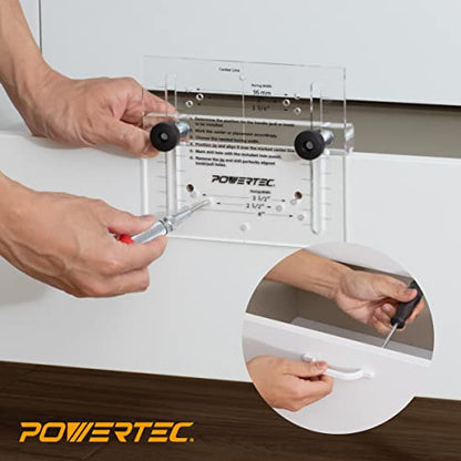 POWERTEC Cabinet Hardware Jig w/Center Punch, Drawer Jig for Installing Pulls, Knobs, Handle on Cabinet and Drawer, Woodworking Tools for Cabinet Handles, Drawer & Cabinet Pulls Installation (71412) - style: Cabinet Hardware Jig w/Center Punch, T Track &
