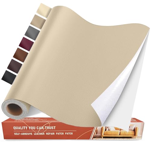 Leather Repair Tape, Self Adhesive Leather Repair Patch Kit Beige - color: Beige, size: 16x 63inch