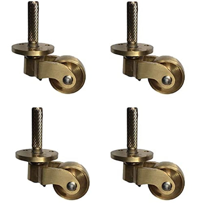 Antique Solid Brass Caster with 25mm Wheel,Moving Castor Wheels,Set of 4