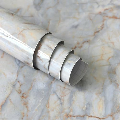 Marble Contact Paper for Countertops Wrap Waterproof Marble Wallpaper - color: Blue Gold, size: 15.7" x 196.8"