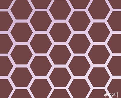 Stencil1 Hexagon Pattern Stencil 11" x 11" Geometric Wall Decor - color: Hexagon Repeat Wallpaper Pattern Stencil