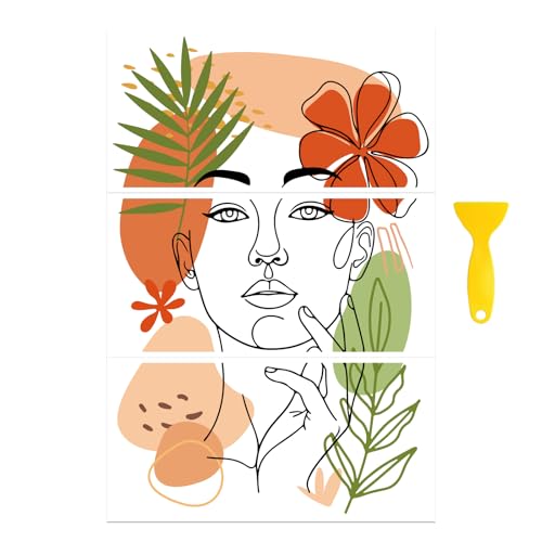 Peacoblue Boho Woman Face Rub On Transfers for Furniture Craft 6"x12" - style: Bohemian Line Woman Face