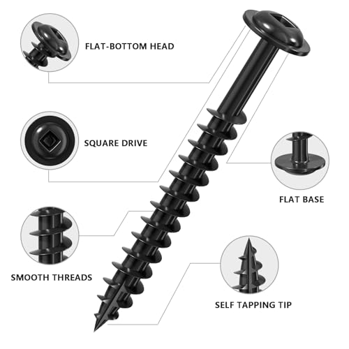 Wensilon Pocket Hole Screws, #8 x 2-1/2", Square Drive, Black, 1lbs 70pcs - color: Black, size: 8*2-1/2"