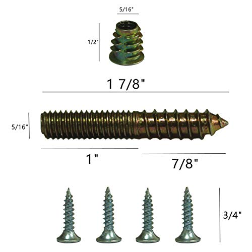 WEICHUAN Furniture Legs Mounting Hardware Sets - Include 5/16" -18 Coarse Attachment Plates, 5/16" -18 Coarse Hanger Bolts, Threaded Nuts, Screws Adapters 4 Sets, for Sofa Couch Chair Legs - size: 5/16" -18 Coarse