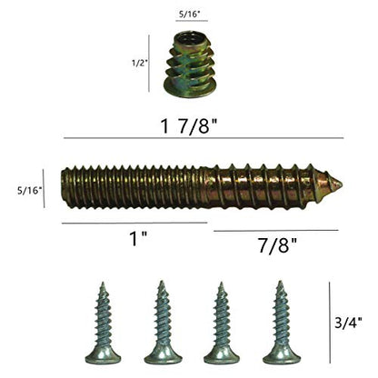 WEICHUAN Furniture Legs Mounting Hardware Sets - Include 5/16" -18 Coarse Attachment Plates, 5/16" -18 Coarse Hanger Bolts, Threaded Nuts, Screws Adapters 4 Sets, for Sofa Couch Chair Legs - size: 5/16" -18 Coarse