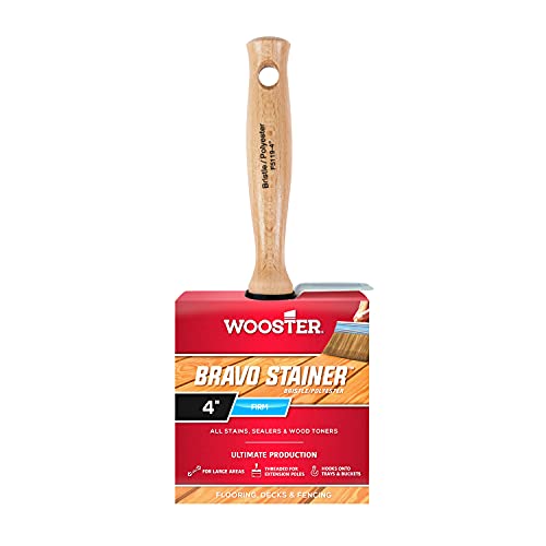 Wooster Brush Available F5119-4 Bravo Stainer Bristle/Polyester Stain Brush, 4 Inch, 4-Inch , White - size: 4 Inch