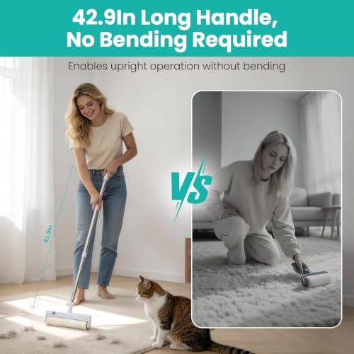 Extra Large Lint Roller for Pet Hair, Strong Sticky Rollers with 5 Refills