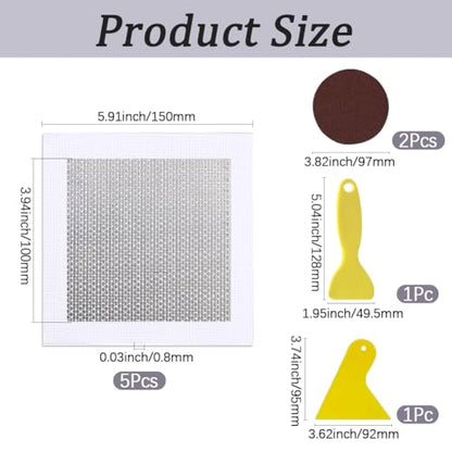 GORGECRAFT Drywall Repair Kit 5.9x5.9 Inch Aluminum Self-Adhesive Mesh Repair Patches for Large Hole Dry Wall Mesh Patch Cover with Scraper and Sandpaper for Bathroom Wall Ceiling Nail Holes Outlets - size: 5.9 x 5.9 inch