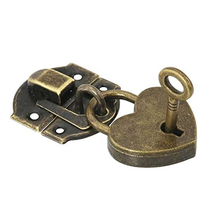 2 Sets 27 X 30mm Hasp Latch and Mini Box Hinges, Mini Decorative Lock Buckle with Screws, Antique Bronze