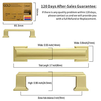 Amerdeco 10 Pack Brushed Gold Cabinet Pulls 3 Inch Hole Center Drawer Pulls Cabinet Hardware Solid Kitchen Cabinet Handles for Bathroom Drawer Pulls Dresser Pulls ZH0001 - color: Brushed Gold, size: 3" hole center, style: 10 Pack