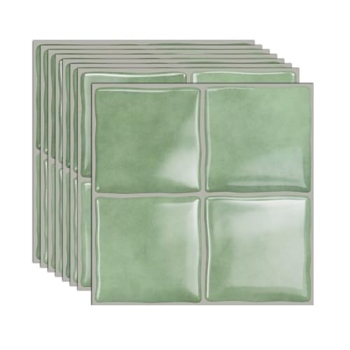 20pcs Peel and Stick Backsplash Wall Tiles,Gray Green 6"x6" - color: Gray Green