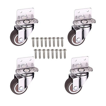 Norgail 4 Pack 1Inch L-Shaped Plate Swivel Caster, Ball Bearing L-Shaped Side Mount Plate Thermoplastic Rubber Wheel Metal Housing, Total Load Capacity 80Lbs/36Kg,Rotate 360 Degrees