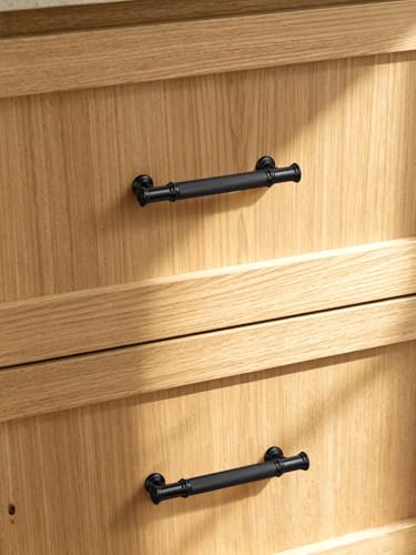 5 Pack Black Cabinet Pulls 3.75" Hole Center Matte Black Handles Drawer Pulls Closet Bathroom Vanity Dresser Hardware Zinc Alloy - color: Black, size: 3.75"(96mm) Hole Centers