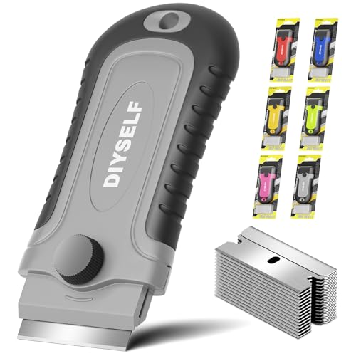 DIYSELF Razor Blade Scraper Tool with 15 Extra Razor Blades, Paint Scraper - color: Gray, size: 1 Pack