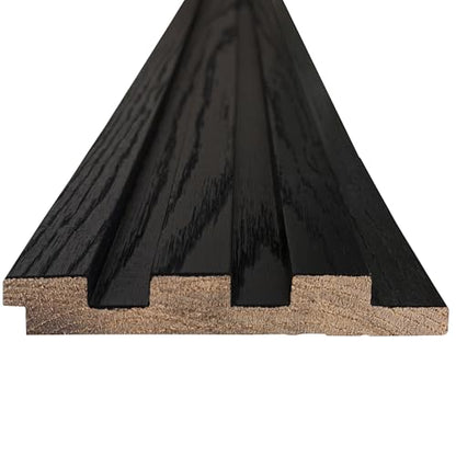 4-Pack Real Wood Slat Wall Panels, 3/4" x 5-1/2" x 94", Solid American Hardwood, The Millwork Outlet (Noir Black, 94") - color: Noir Black, size: 94"