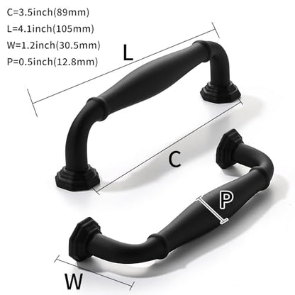khtumeware 10 Pack 3-1/2 Inch(89mm) Black Cabinet Pulls Heavy Duty Solid Cabinet Hardware for Cupboard Drawer Pulls Dresser Handle - color: Matte Black, size: 3-1/2 inch Hole Center