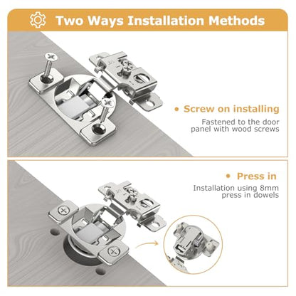 Furniware 30 Pieces 1/2 in Overlay Soft Close Concealed Hinge, 105 Degree - color: 30 Pieces, size: 1/2"