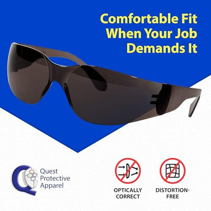 Quest Anti-Fog Safety Glasses, ANSI Z87.1, Smoke, Pack of 4 - color: Smoke, size: Pack of 4