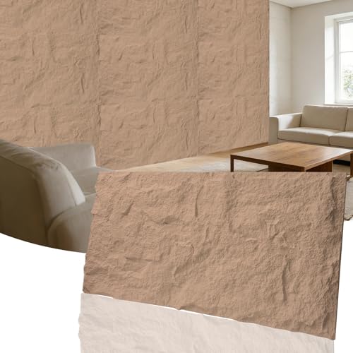 3D Faux Stone Wall Panels, 4-Pack Thicker PU, Sandstone Yellow - color: Sandstone Yellow