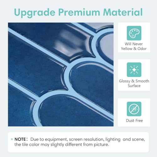 Commomy Thicker Nary Blue Peel and Stick Backsplash 10 pcs of 12" x 12" - color: Navy Blue