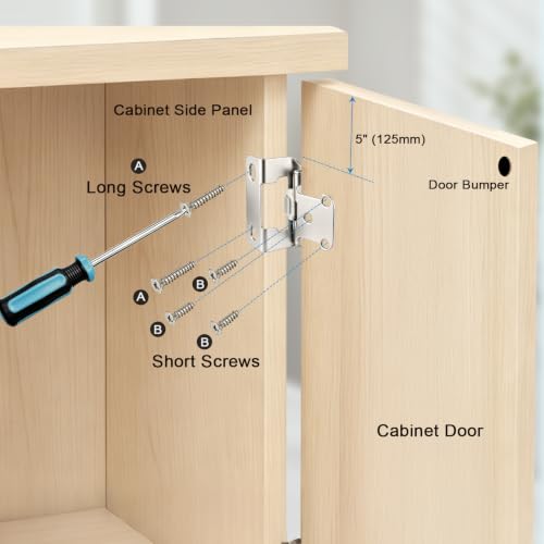 KNOBWELL 1/2" Overlay Brushed Nickel Cabinet Hinges Self Closing, 1 Pair - color: Satin Nickel