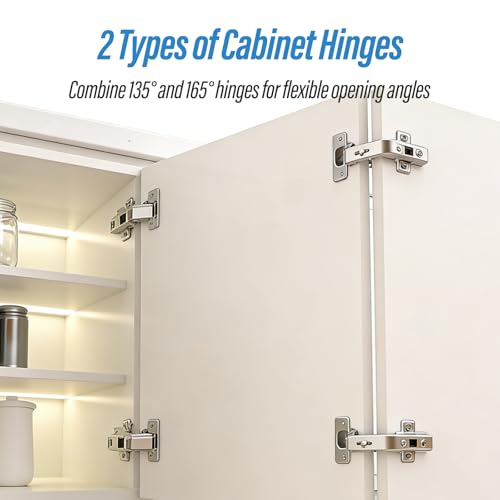4 Pack Soft Close Hinges Hidden Lazy Susan Cabinet 165 & 135 Degree - color: 2 Pack 165° & 2 Pack 135°