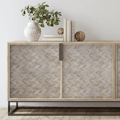 Main Street Peel and Stick Wallpaper Tiles, Earth Herringbone, 24-Pack - color: Earth Herringbone