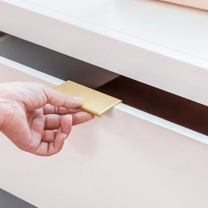 homdiy 10 Pack 2-1/2inch(64mm) Brushed Brass Edge Finger Pulls Cabinet Handles for Kitchen Cabinets Drawers Dresser Concealed Mount Flat Hardware Aluminum Alloy 5 Inch - color: Matte Gold, size: 2-1/2in Hole Centers