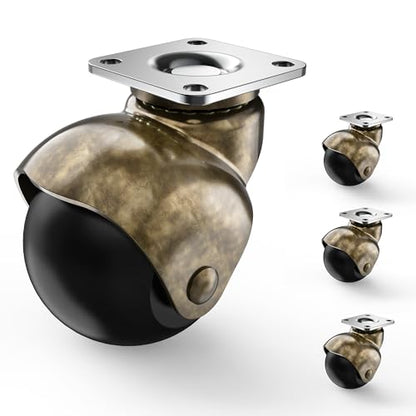 Ball casters 2 inch Without Brake, Antique Brass Casters, Vintage Caster Wheels, Swivel Plate Caster Set of 4 for Furniture, Sofa, Coffee Table, Cabinet, Kitchen Cart - style: 4 Without Brake