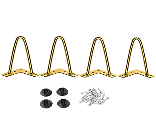 Osring 4 Inch Hairpin Legs 3/8" Dia 2 Rods, Gold Furniture Table Feet 4pcs - color: Gold, size: 4 Inch