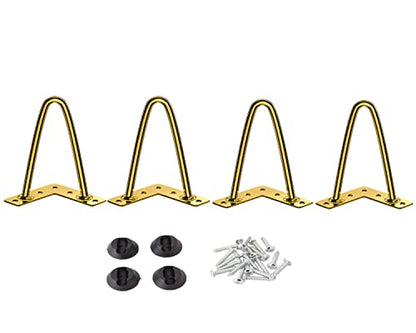 Osring 4 Inch Hairpin Legs 3/8" Dia 2 Rods, Gold Furniture Table Feet 4pcs - color: Gold, size: 4 Inch