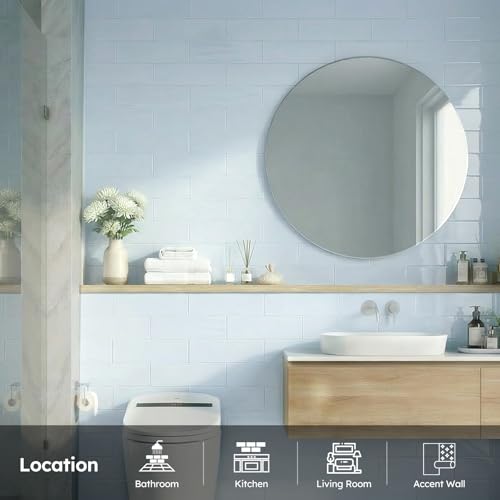 Diflart Peel and Stick Glass Subway Tiles, Light Blue, 3x12 Inch, Glass Backsplash for Kitchen Bathroom Wall Tiles, Pack of 20 Pieces - color: Light Blue, size: 3x12 Inch