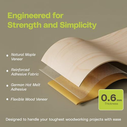 Edge Supply Maple Pre-Finished 1-1/2 in x 50 ft Roll with a Clear Lacquer UV Finish – Pre-Glued Iron On Real Wood Veneer Edging – Edge Banding Tape with Hot Melt Adhesive, Ideal for Furniture & DIY. - color: Maple Pre-Finished, size: 1-1/2 in x 50 ft