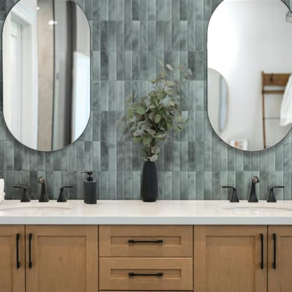 Smart Tiles Peel and Stick backsplash, Stacked Frost Gray, 11.43"x9" - color: Frost Gray