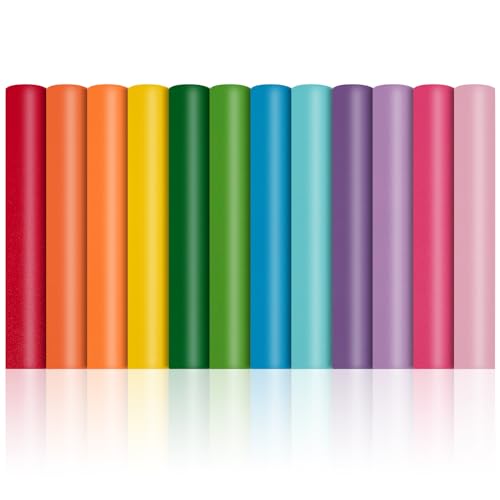 12 Pieces Faux Leather Sheets, 8×12 inches Rainbow Faux PU Leather Sheets, Faux Leather Material for DIY, Bag Making, Hat Making, Hair Crafts Making - color: Rainbow