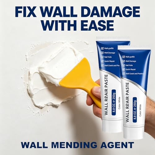 2Pcs Efficient Drywall Repair Kit with Scraper, Muliti-Functional Drawall Patch Paste Repair Kit, Mending Agent White Spackle, Wall Repair Paste, Tile Gap Fille for Holes & Cracks Nail Holes